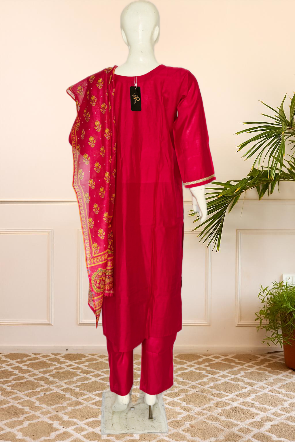 Red Embroidered Organza Suit Set with Matching Dupatta – Fully Stitched